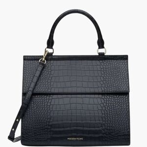 Black Croc Modern Picnic Large Luncher